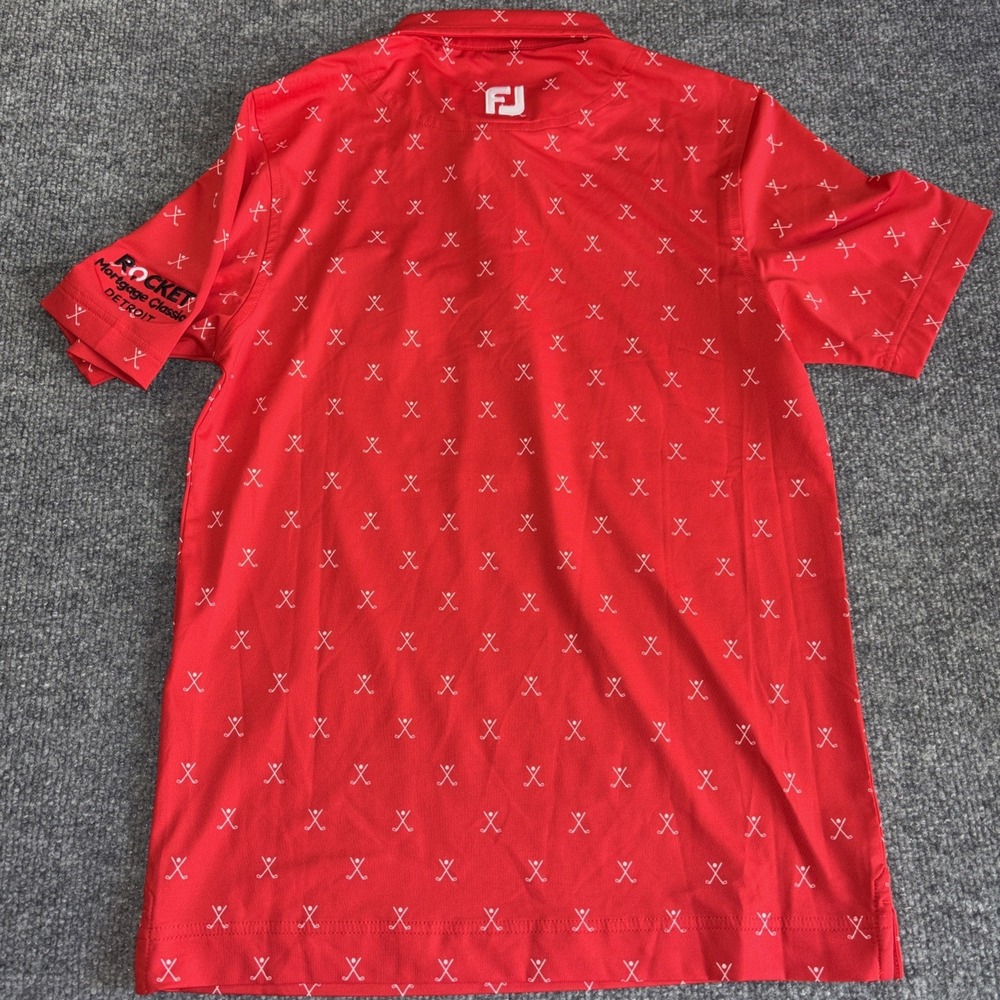 Footjoy Junior M Red Golf Polo Shirt Rocket Mortgage Classic Detroit Golf Club - Picture 5 of 6